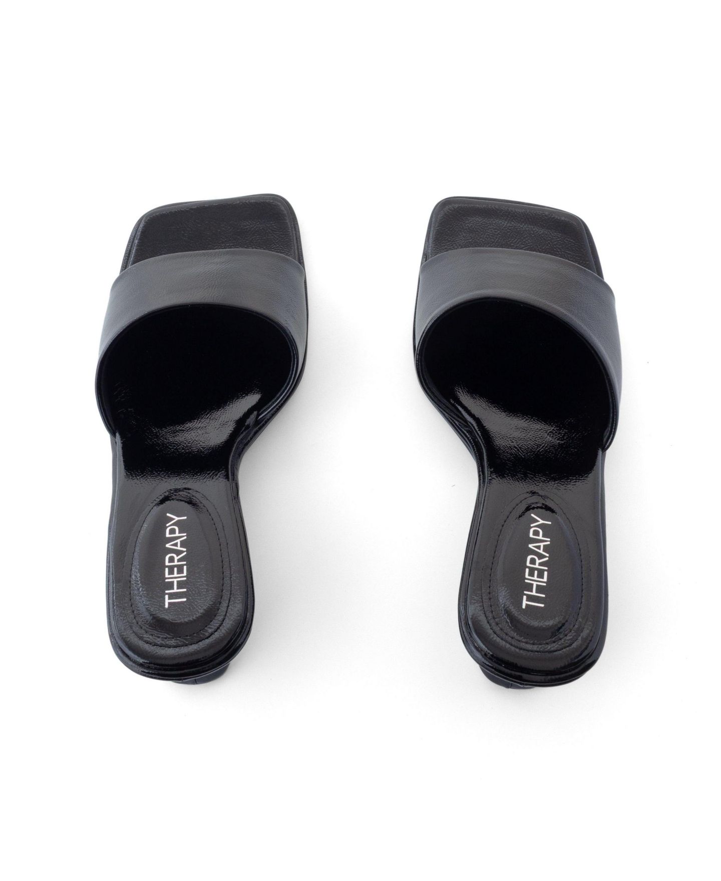 Женские сандалии Therapy Australia Lafayette Square-Toe Wedge Slide Sandal, цвет: Чёрный лаковый — фото 7