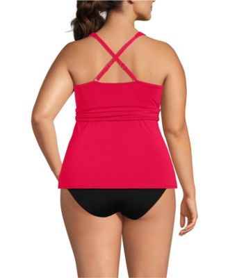 Plus Size V-Neck Plunge X Back Tankini Top