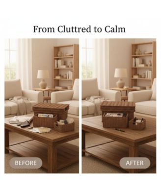 Wicker Storage Baskets With Lids 3-Piece Set Premium Plastic Rattan Handcrafted Organizing Bins for Home Decor