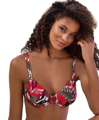 Women's Tropical Print Underwire Bikini Swimsuit Top Bra Sizing