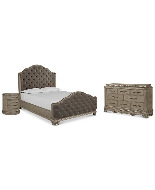 Zarina Bedroom Furniture 3 Pc Set California King Bed Dresser Nightstand