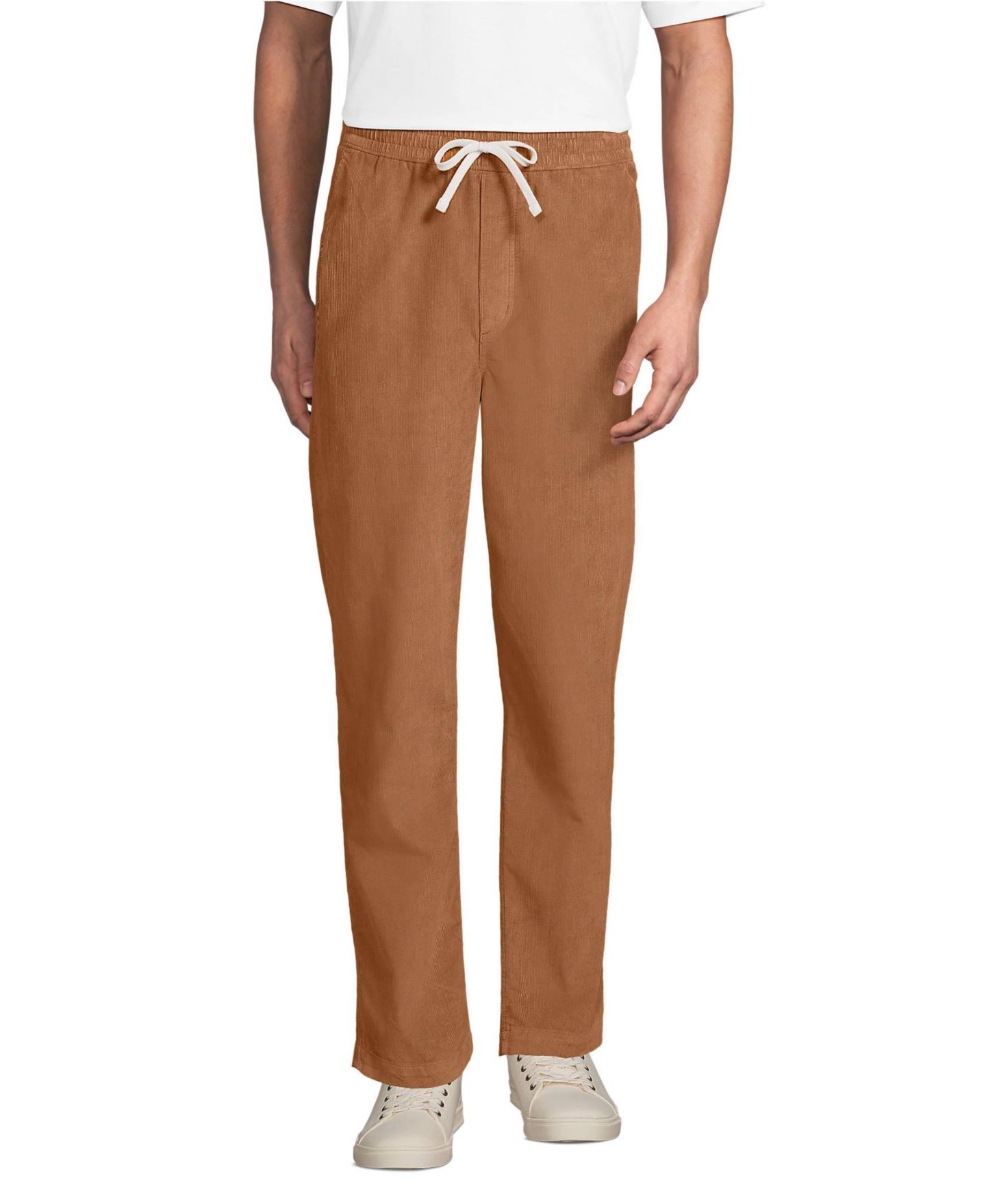 Мужские брюки Lands' End Coastal Corduroy Pull On Deck Pant, цвет: Сливочный коричневый — фото 4