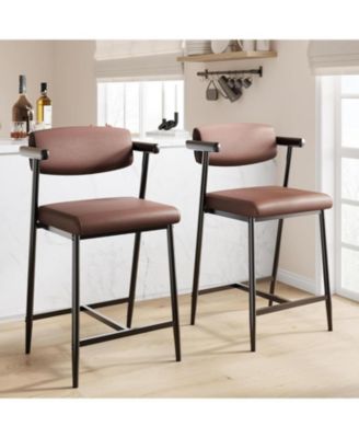 Dining Chair Bar Stools Set of 2 - 26.5inch Upholstered Counter Height Bar Stools for 2 for Kitchen Dining Room