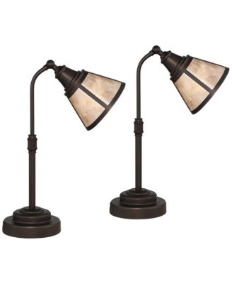 Malta 18 1/2" High Small Farmhouse Rustic Desk Lamps Set of 2 Adjustable Satin Bronze Finish Home Office