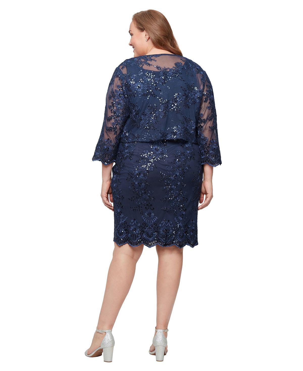 Alex Evenings Women's Glitter Lace Jacket & Dress, 2-Piece Set view 4 — MAYCSS fashion products