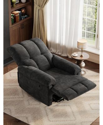 Recliner Chair, 360 Swivel Rocker Glider Nursery Chair with Padded Armrest and Deep Seat, Chenille Upholstered Reclining Sofa Chair.