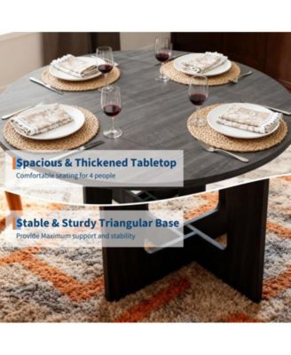 4-Person Farmhouse Round Dining Table with Triangular Pedestal
