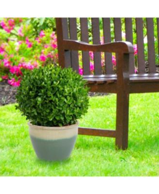 Large Ceramic Planter - Indoor or Outdoor Plant Pot with Drainage Holes - Seafoam Glaze Finish - 15" - Chalet