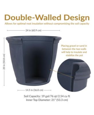 Indoor/Outdoor Patio, Garden, or Porch Weather-Resistant Double-Walled Anjelica Flower Pot Planter - 24"