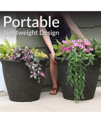 Indoor/Outdoor Patio, Garden, or Porch Weather-Resistant Double-Walled Anjelica Flower Pot Planter - 24"