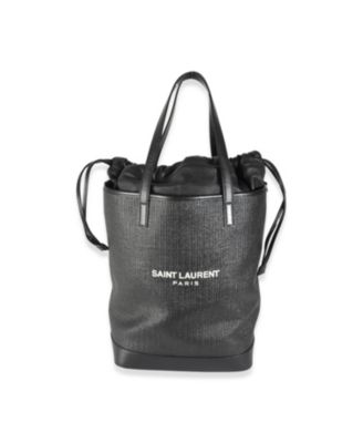 Black Linen Canvas Teddy Shopping Bag