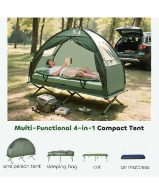 Multifunctional Folding Camping Cots for Adults, Elevated Tent with Sleeping Bag, Thick Air Mattress Pad, Portable Single Sleeping Cot Camping Bed