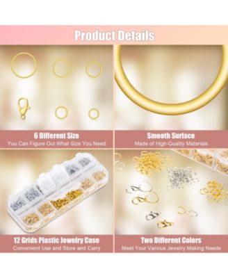 1200pcs Jump Rings Necklace Repair Kit Tools Pliers Tweezers Lobster Clasps Crafts Key Chains
