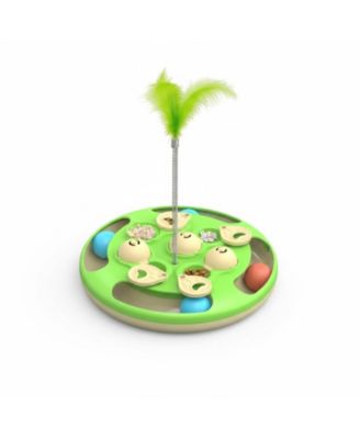 Cat Puzzle Toys 3-in-1 Track Balls Teaser Feeder Non-slip Mental Enrichment Slow Feeding Indoor Cats Gift