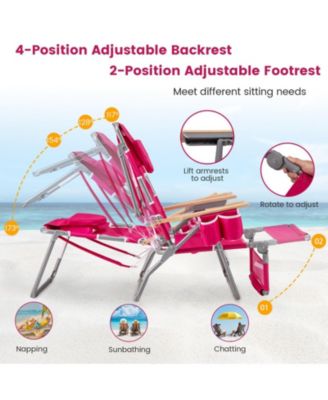 3-in-1 Folding Beach Chair with Footrest and Lay-Flat Position 26 in Wide