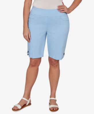 Plus Size Solid Tech Stretch Bermuda Shorts