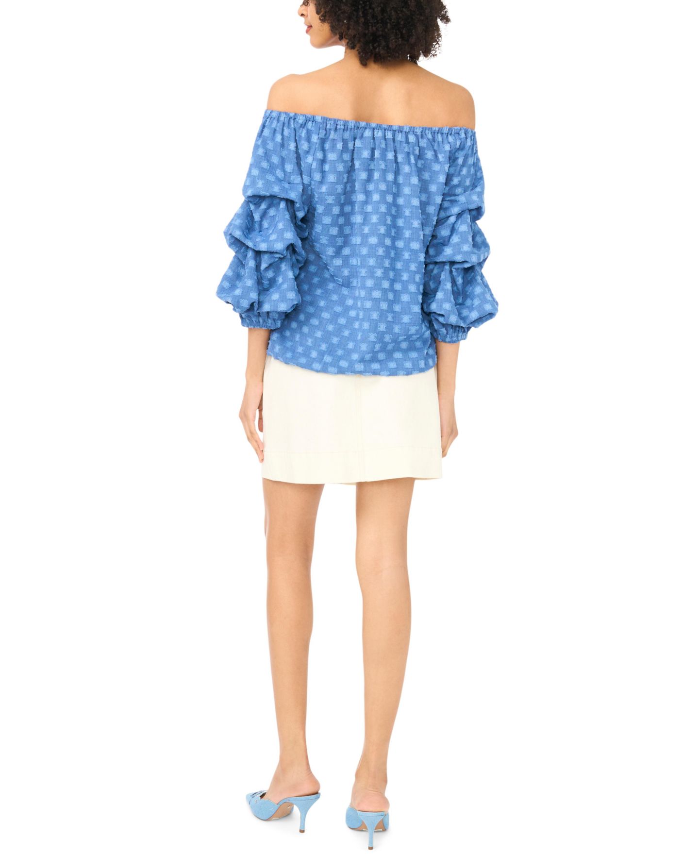 Женская блузка Vince Camuto Off-The-Shoulder Bubble-Sleeve Blouse, цвет: Индиго — фото 4