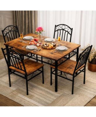 4-Person Modern Farmhouse Compact Dining Table Set