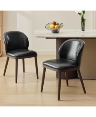 Upholstered Dining Chairs Set of 2, Stylish Kitchen Chairs with Solid Wooden Legs