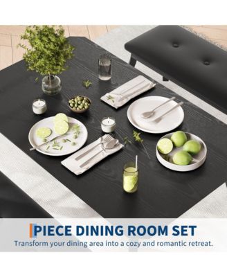 3-Piece Modern Retro 2-Person Dining Set with Benches