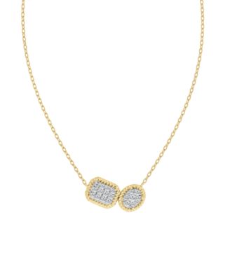 Diamond Double Cluster Rope-Framed Pendant Necklace  (1/3 ct. t.w.) in 14k Gold, 16" + 2" extender