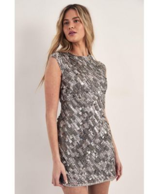 Women's Embellished Lace Up Back Mini Dress