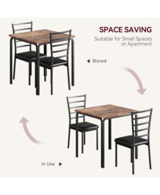 Dining Table for 2, Small Square kitchen Dinner Table Set for 2,Space Saving Wood Modern Dinette With Upholstered,Dining Room Furniture