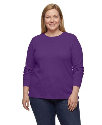Women's Within Long-Sleeve Crewneck Soft Waffle Knit Thermal Shirt