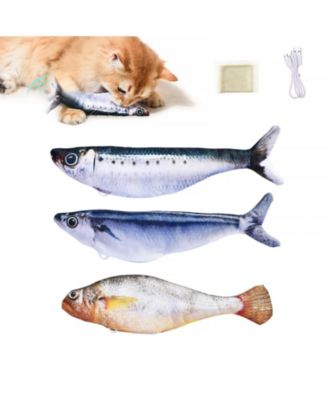 3 Pack Interactive Flopping Fish Cat Toys Tap-Activated Rechargeable Realistic 3 Flapping Modes Durable Plush