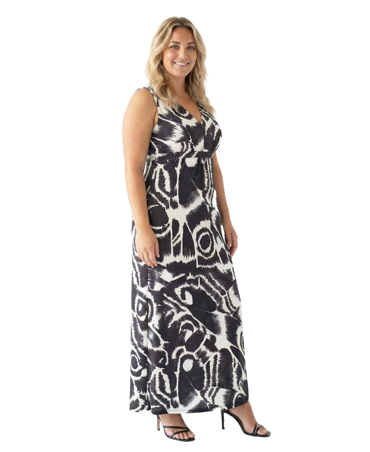 Женское платье 24seven Comfort Apparel Plus Size Essential Curvy Abstract Maxi, цвет: С принтом — фото 3