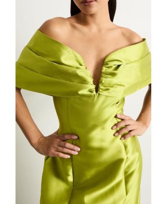 Women's Satin Twill Bardot Midi Dress