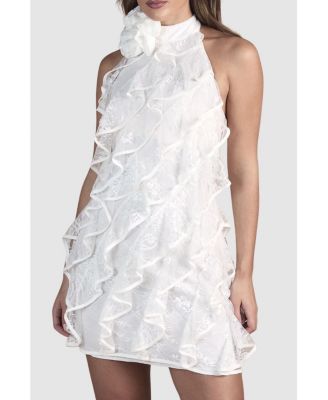 Women's Lace Frill Mini Bridal Dress