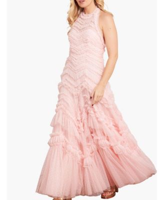Women's Elia Halter Neck Ruffle Tulle Maxi Gown
