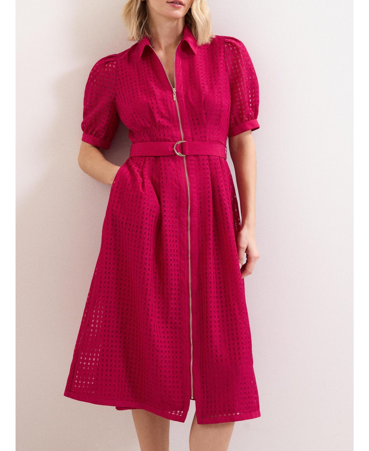 Женское платье Phase Eight Carey Belted Midi Shirt Dress, цвет: Розовый — фото 5