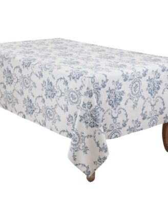 Classic Toile Floral Linen Blend Tablecloth, 60" x 104"