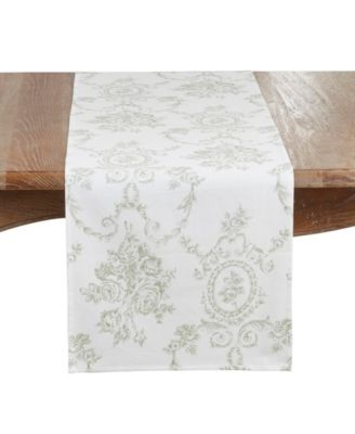 Ornate Floral Linen Blend Table Runner, 16" x 72"
