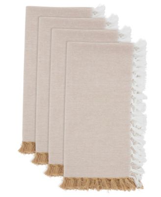 Fringe Edge Cotton Napkins, Set of 4