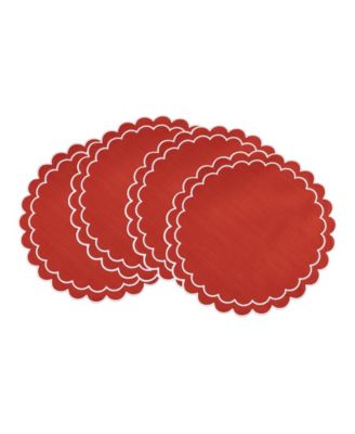 Scalloped Cotton Placemats, Set of 4