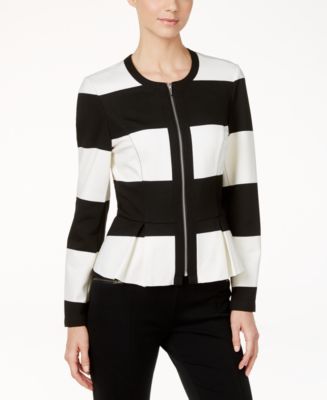 INC International Concepts Striped Peplum Jacket, Created for Macy's ...