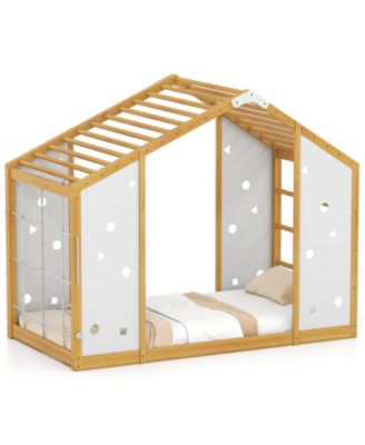 Twin Size 2-in-1 Climbing Bed with Monkey Bars and Rope Ladder