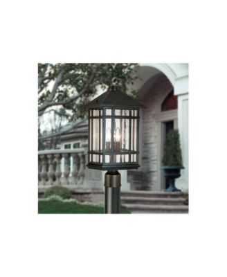 Sierra Craftsman Mission Outdoor Post Light Rubbed  Seeded Glass for Exterior Barn Deck House Porch Yard Patio Home Outside