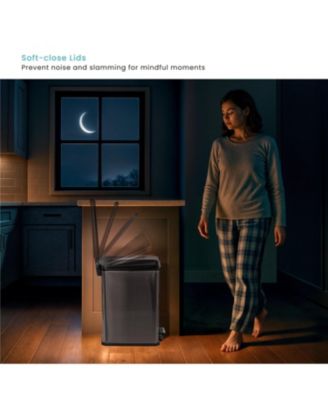 8 Gallon and 3 Gallon Slim Stainless Steel Trash Can Combo Set with Step Pedals and Soft Close Lids