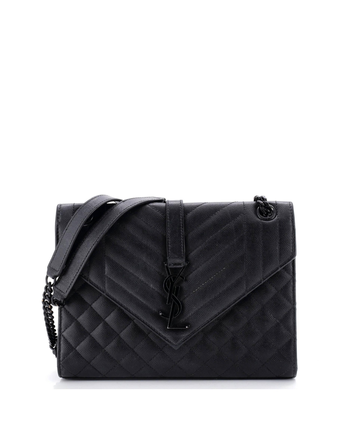 Pre-Owned Saint Laurent Medium Classic Monogram Envelope Satchel Mixed Matelasse Leather