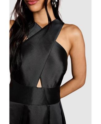 Women's Cross Neck Twill Bridesmaid Dress