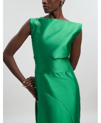 Women's Satin Twill Draped Maxi Dress