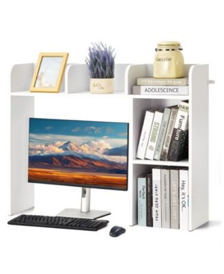 2 Tier Desktop Bookshelf Hutch for Office or Dorm Desk