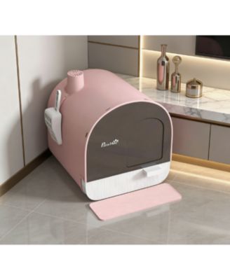 Zeus and Ruta Covered Cat Litter Box with Lid, Scoop and Odor Filter, Space-Saving Design