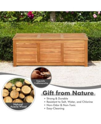 46 Gallon Acacia Wood Storage Bench Box for Patio Garden Deck