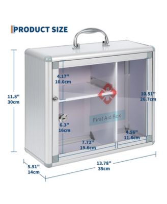 Lockable Medicine Cabinet with Clear Door and Handle, Wall Mount or Carry Storage Box for Bathroom and Home Use