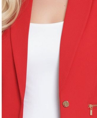 Petite Cropped Long-Sleeve Crepe Jacket